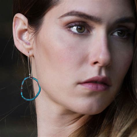 Hoop Earrings SJF Asymmetrical Summer Stud Copper Elegant .